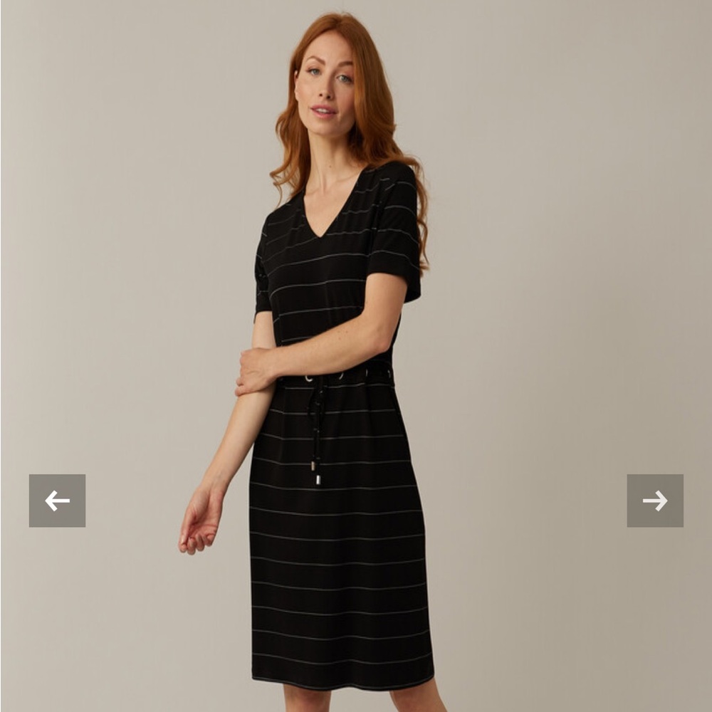 Joseph Ribkoff Black Striped Midi Dress Size 8